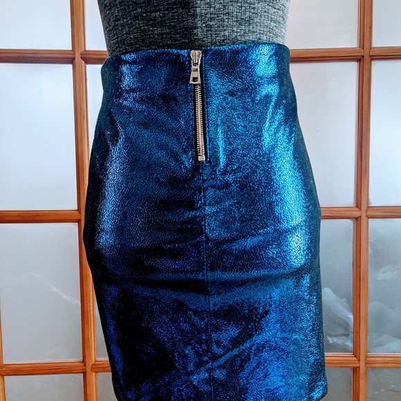 R+A - Metallic blue miniskirt - Picture 3 of 4